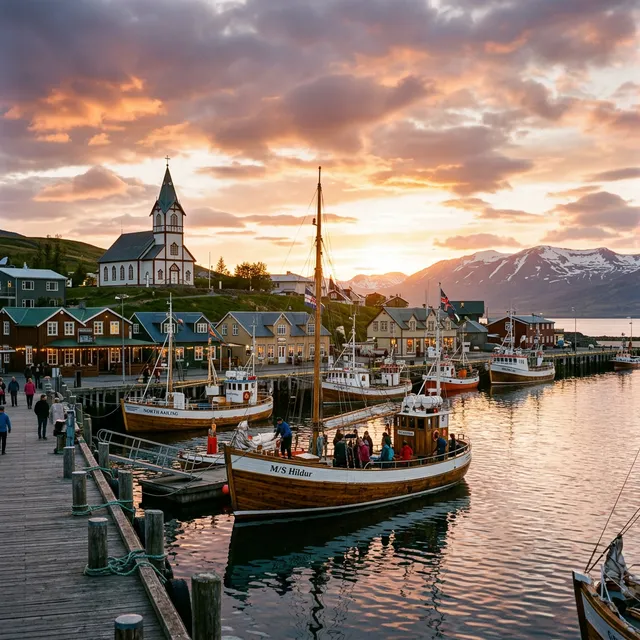 Husavik whale tour harbor views